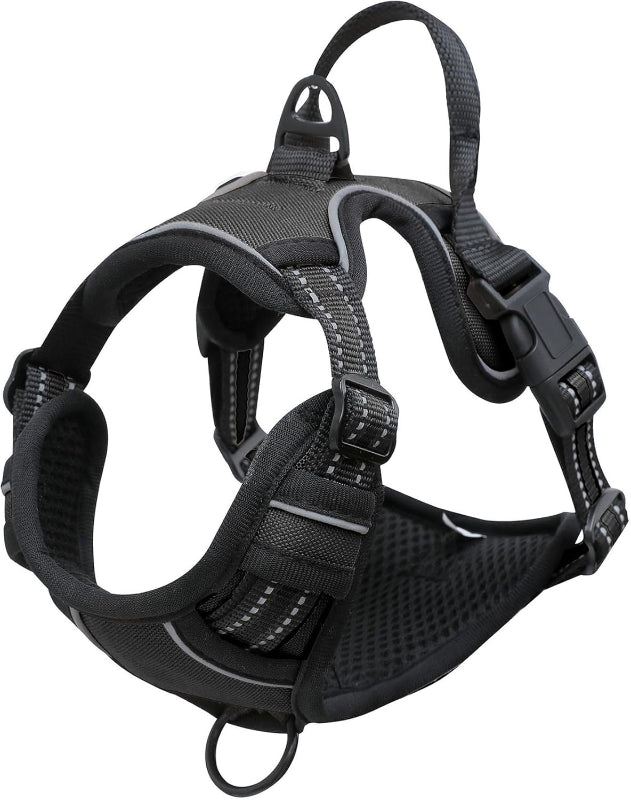 Black dog harness on a white background